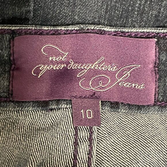 NYDJ High Rise Boot Cut Flare Leg Denim‎ Blue Jeans Faux Back Pockets Size 10 - Picture 5 of 8